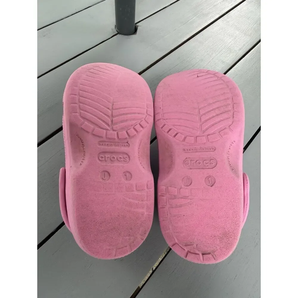 Crocs Kids Classic Clogs Pink Water Shoes Size J1 Slip-On Sandals Unisex